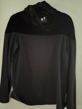 European Culture Black Long Sleeve Cowl Neck Top